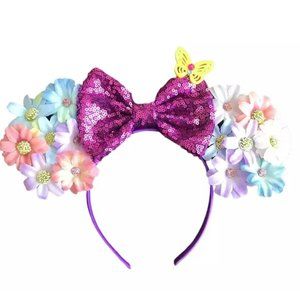 Minnie Mouse Ear Headband Encanto Disney Purple Sequins Bows